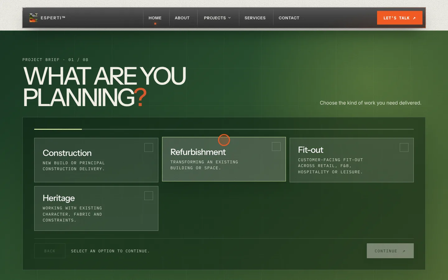 ESPERTI website: A brief, not a form