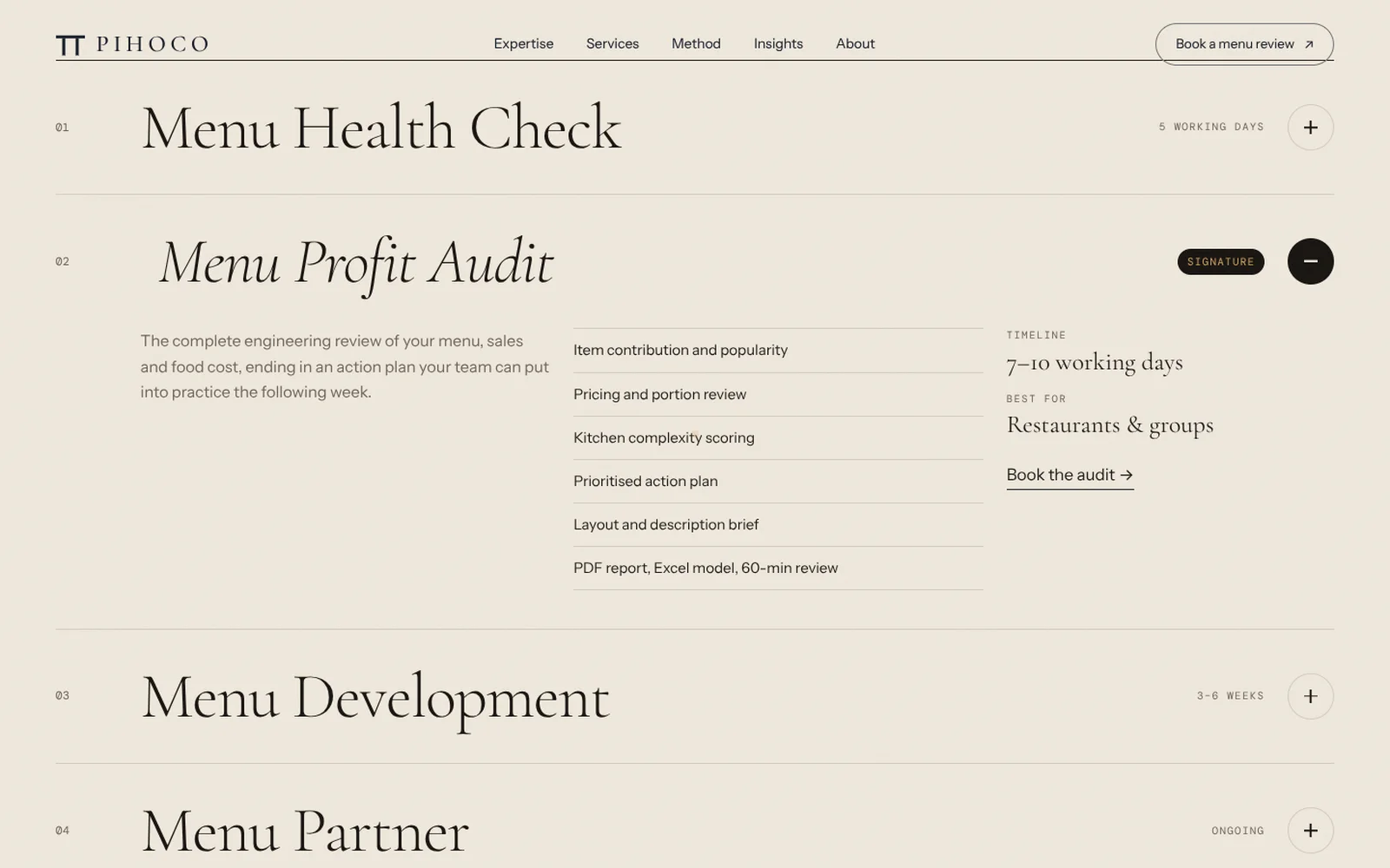 PIHOCO website: Services you can choose