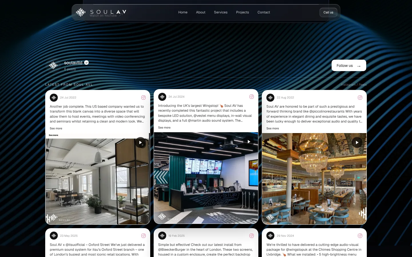 Soul AV website: Social proof, live