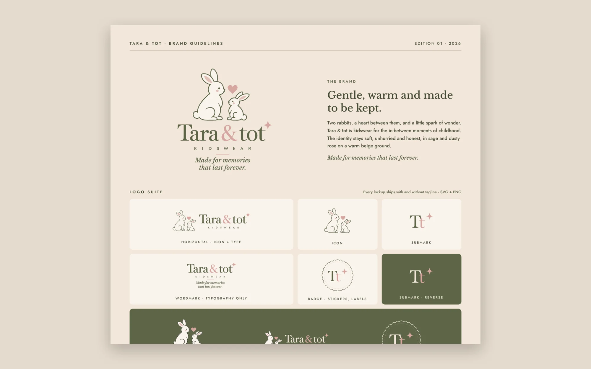 Tara & tot brand guidelines: logo suite, palette and typography