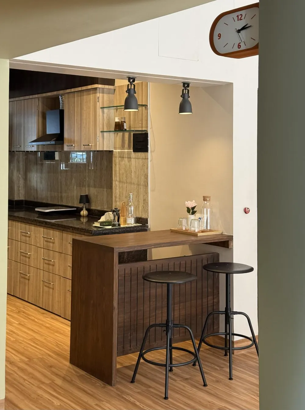 Walnut bar counter